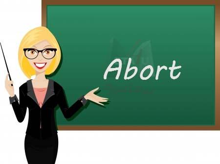 كورتاژ، سقط جنين  abort, aborten, aborter  هم خانواده: Abortrådgivning - ‏راه‌نمایی در باره‌ی کورتاژ