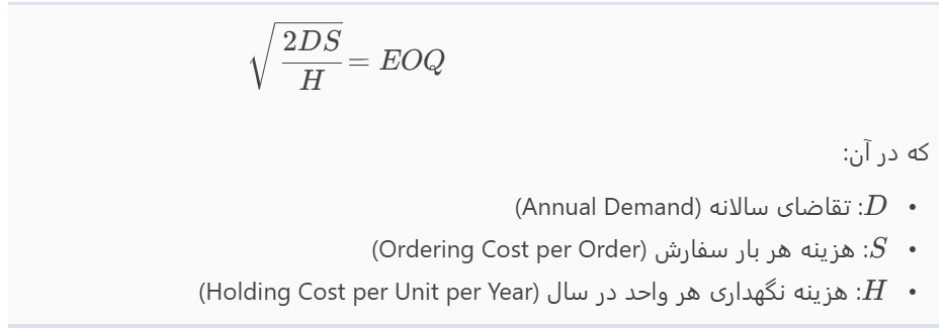 فرمول EOQ: فرمول EOQ: