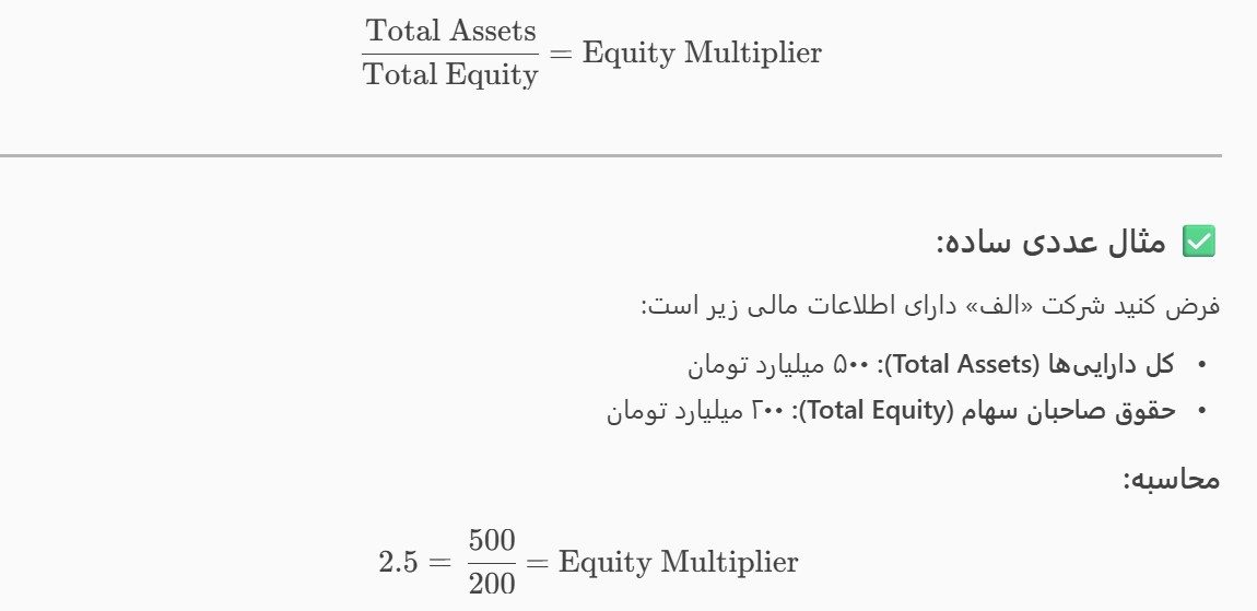 ضریب حقوق صاحبان سهام Equity Multiplier چیست؟ ضریب حقوق صاحبان سهام Equity Multiplier چیست؟